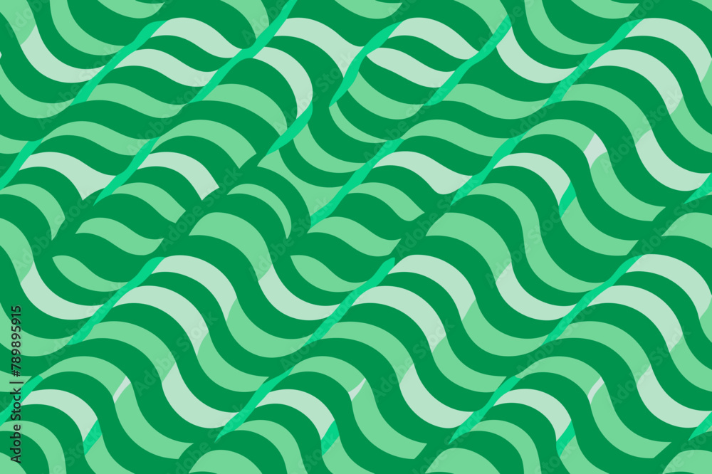 Green Seamless Waves Pattern Vector, Green Waves Pattern
