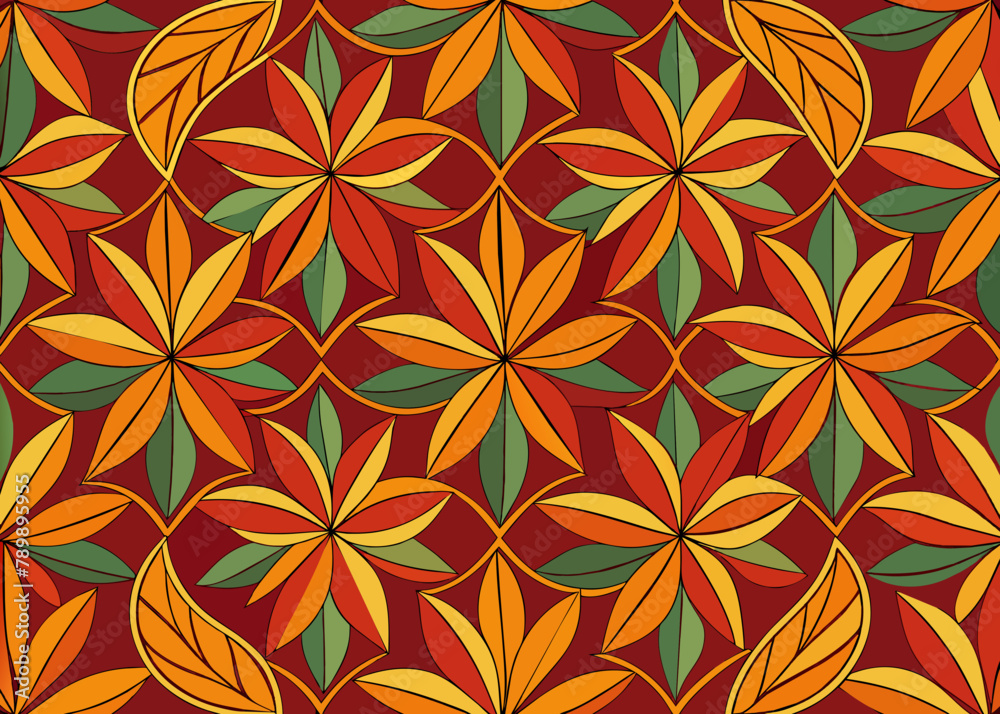 Fototapeta premium Seamless Floral Patterns, Geometric Floral Patterns, Seamless Vector Design