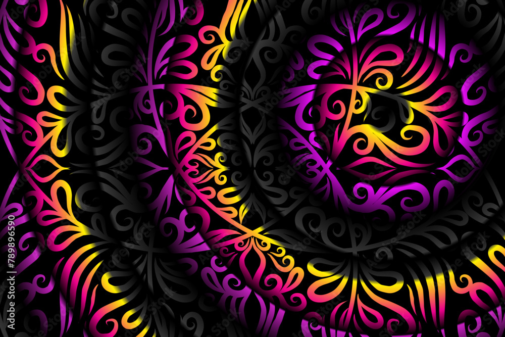 Beautiful colourful batik ethnic dayak ornament line art pattern background Beautiful colourful batik ethnic dayak ornament line art pattern background