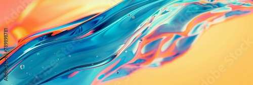 Abstract background. Colorful twisted shapes in motion. Digital art for posters  flyers  banner backgrounds  and design elements. Soft textures on an orange and blue color background.