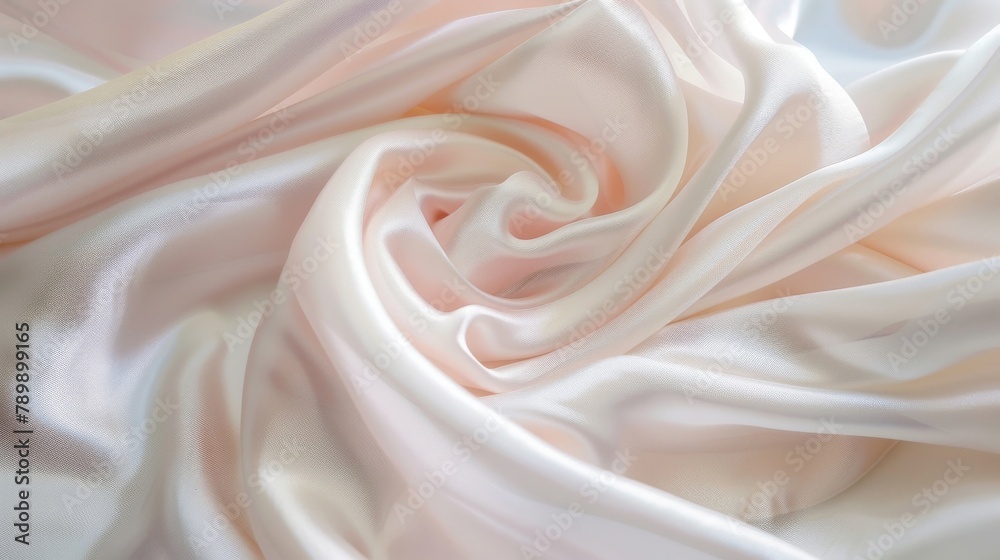 Fototapeta premium Cream white silk forming soft waves, styled in high definition to portray a serene and premium quality.