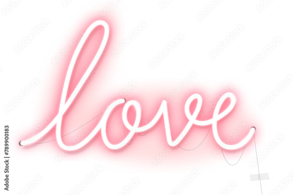 Neon love sign design resource transparent png