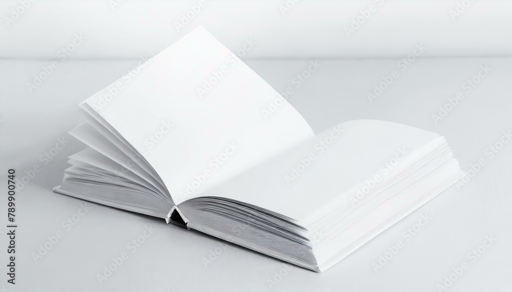 Square Catalogue Mockup: Opened Blank Design on White Paper Background