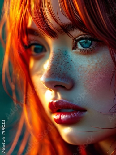 Portrait of girl expressing individuality with colorful hair.