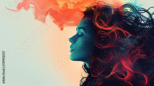 abstract young woman person having mental health disease illustration