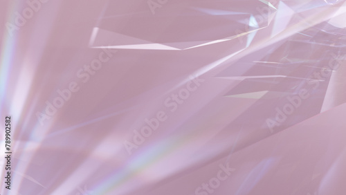 Colorful crystal flares on pink surface. Abstract background.
