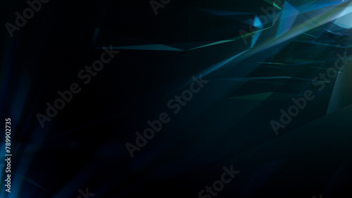 Colorful crystal flares on dark surface. Abstract background.