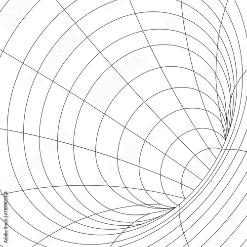 3D Grid wormhole illusion design element