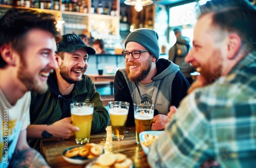 Friends Laughing and Enjoying Craft Beer