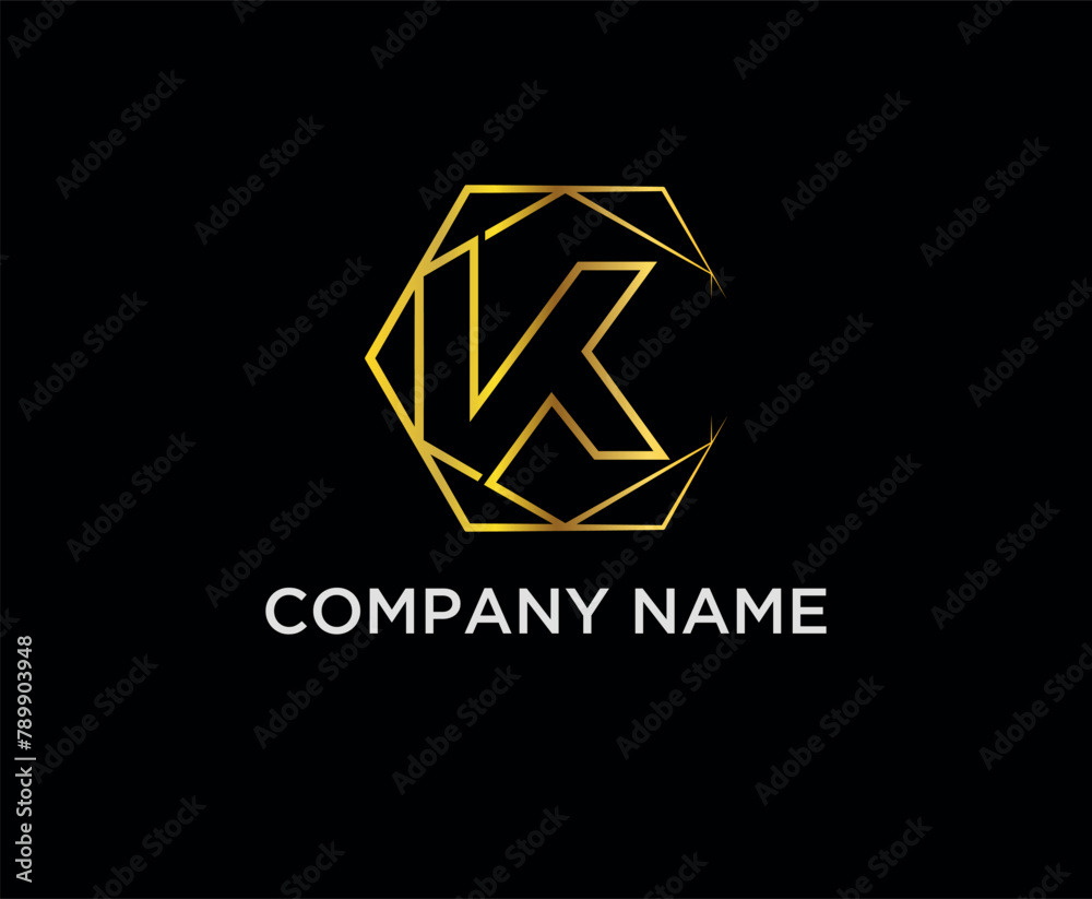 Fototapeta premium GOLD COLOR K LETTER LOGO