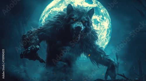 werewolf against the background of the moon