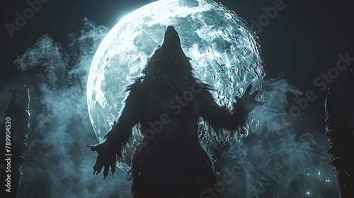 werewolf against the background of the moon photo