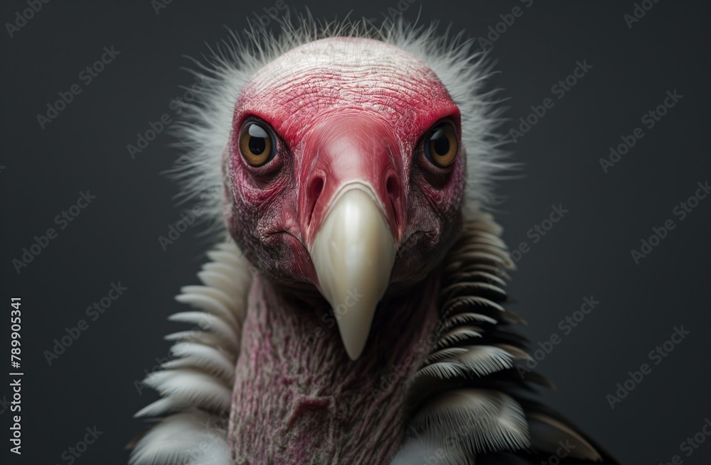 Close-Up Portrait of a Vulture with Striking Red Head and Intense Gaze
