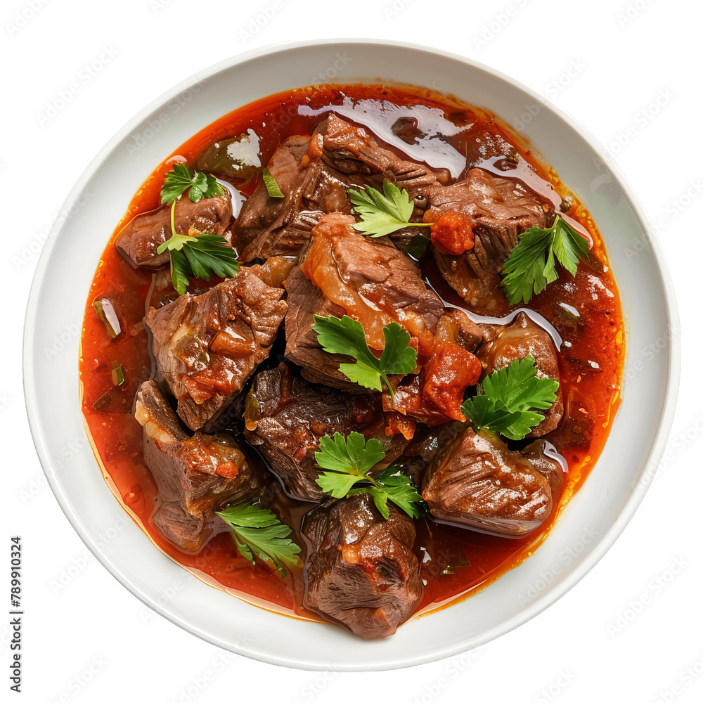Delicious Molho de Tamarindo Beef Isolated On White Background Delicious Molho de Tamarindo Beef Isolated On White Background