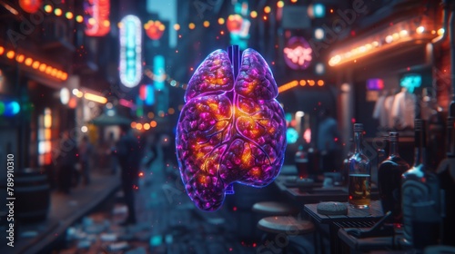 a computer generated image of a brain in a futuristic city