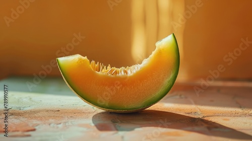 cantaloupe melon slices isolated,Slices Melon isolated on theyellowbackground,melon isolated on white background, clipping path, full depth of field photo