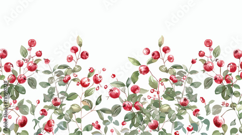 Horizontal backdrop decorated with lingonberries hand
