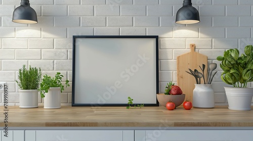 Frame Mockup, Stylish and Modern Style Home Kitchen Background