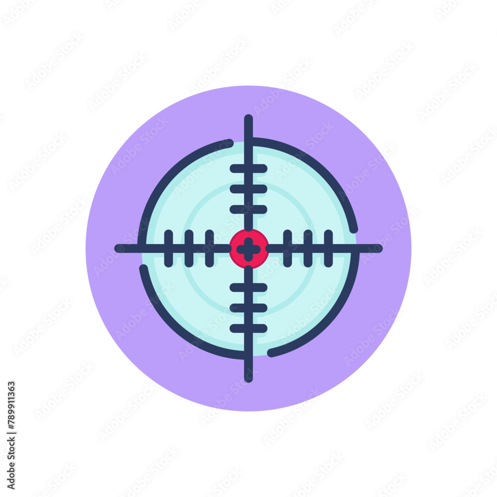 Firearm aiming line icon. Focus, crosshair, circular target outline sign. Accuracy, strategy, marketing concept. Vector illustration symbol element for web design and apps Firearm aiming line icon. Focus, crosshair, circular target outline sign. Accuracy, strategy, marketing concept. Vector illustration symbol element for web design and apps