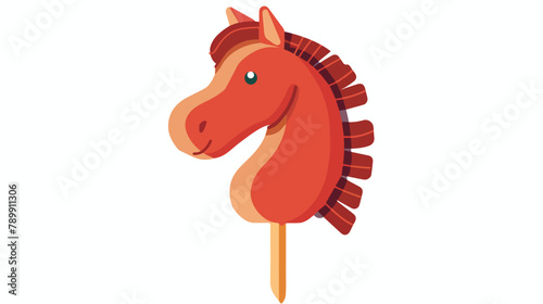 Fototapeta Naklejka Na Ścianę i Meble -  Horse on stick flat vector illustration. Animal head