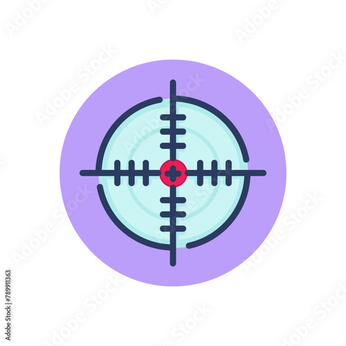 Firearm aiming line icon. Focus, crosshair, circular target outline sign. Accuracy, strategy, marketing concept. Vector illustration symbol element for web design and apps