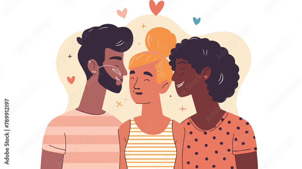 Intimacy of polyamorous or bisexual partners. Romanti
