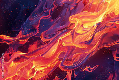 A vivid illustration of a stylized fire, featuring bold and expressive flames that evoke a sense of energy and intensity on a solid background.