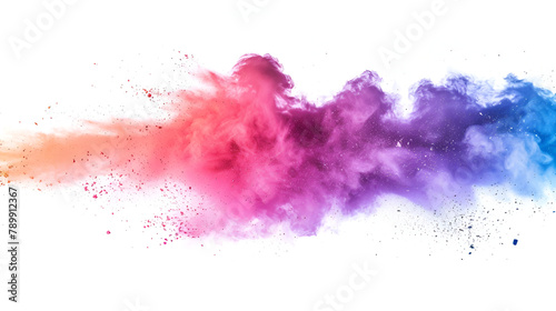 Explosion of colored bright powder on white background  Colorful powder explosion isolated on white background  a purple dust particle explosion isolated on white  Abstract background