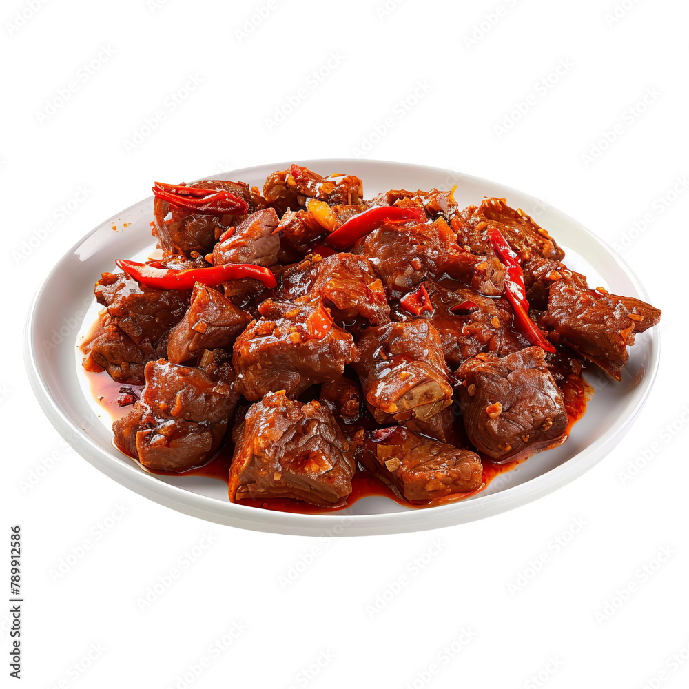 Delicious Molho de Tamarindo Beef Isolated On White Background Delicious Molho de Tamarindo Beef Isolated On White Background