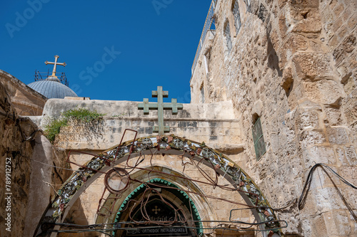 Arch at Station 9 on Way of the Cross near Coptic Patriarchate in Old City of Jerusalem.