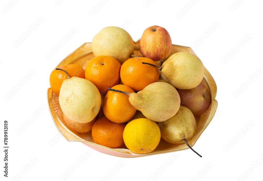 fresh fruits on white background isolated. shot with high angle view