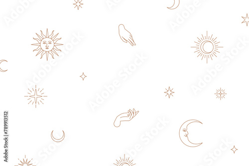 Cute png celestial icons monoline drawing background