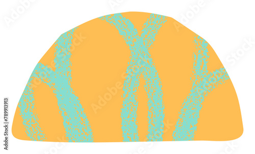 Abstract yellow and blue cut out semicircle shape isolated on white background. Bright arch shape collage vector element
