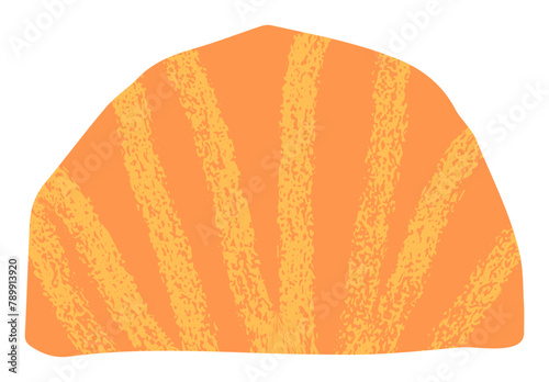 Abstract orange and yellow cut out semicircle shape isolated, transparent background. Bright arch shape collage element.
