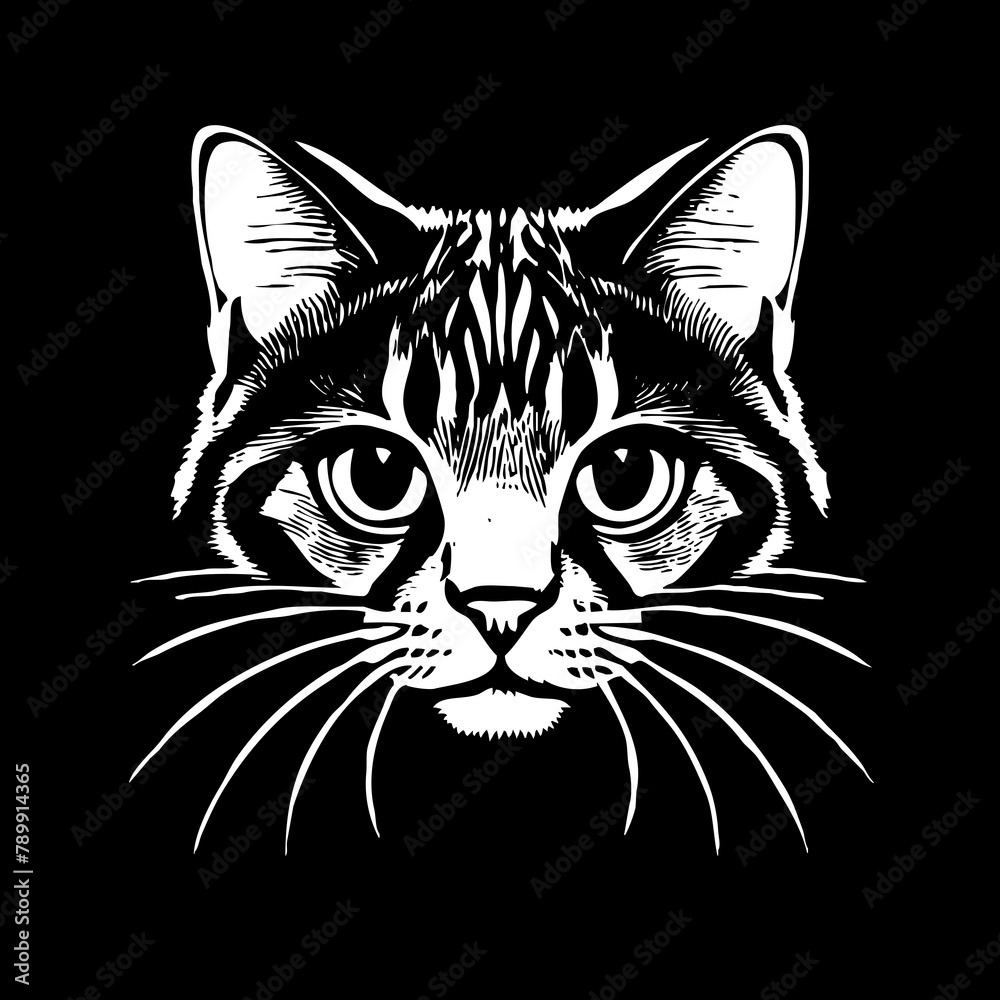 Cat . Animal black and white illustration . Logo design, for use in graphics. Generated by Ai