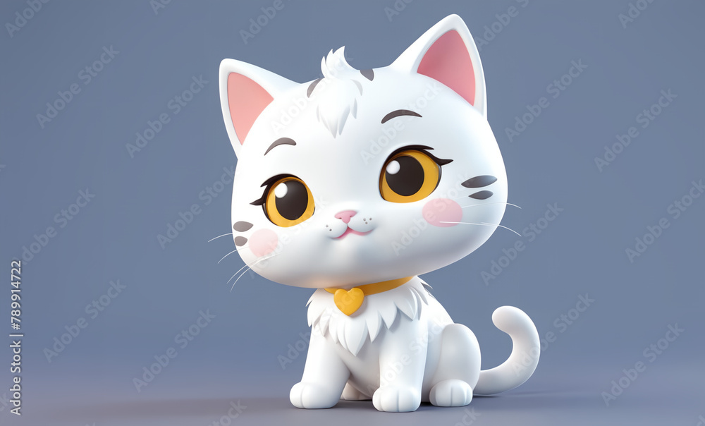 cat, in the 3D illustration style, cute, kawaii character design with on a simple background, a high resolution detailed texture with adorable details. cat, in the 3D illustration style, cute, kawaii character design with on a simple background, a high resolution detailed texture with adorable details.
