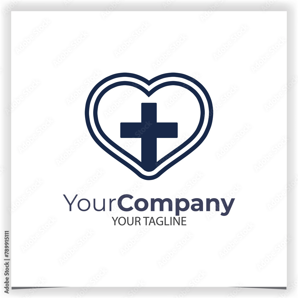 Fototapeta premium Vector cross in the heart logo design template