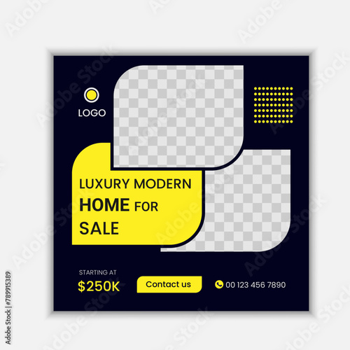 Real estate house sale social media post instagram banner and square flyer template
