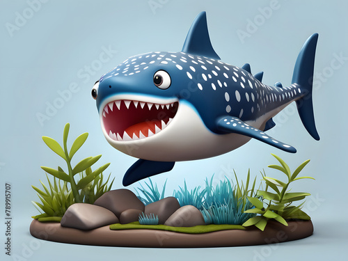 shark 3d render   shark cartoon illustration   shark cartoon isolated on white   shark with a fish   shark 3d render   shark cartoon isolated on white