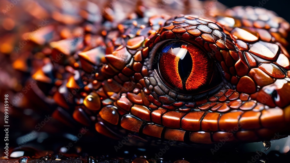 Fototapeta premium Texture of reptilian scales up close.