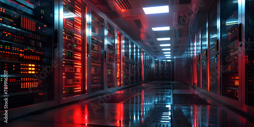 Modern Data Technology Center Server Racks - Ai Generated