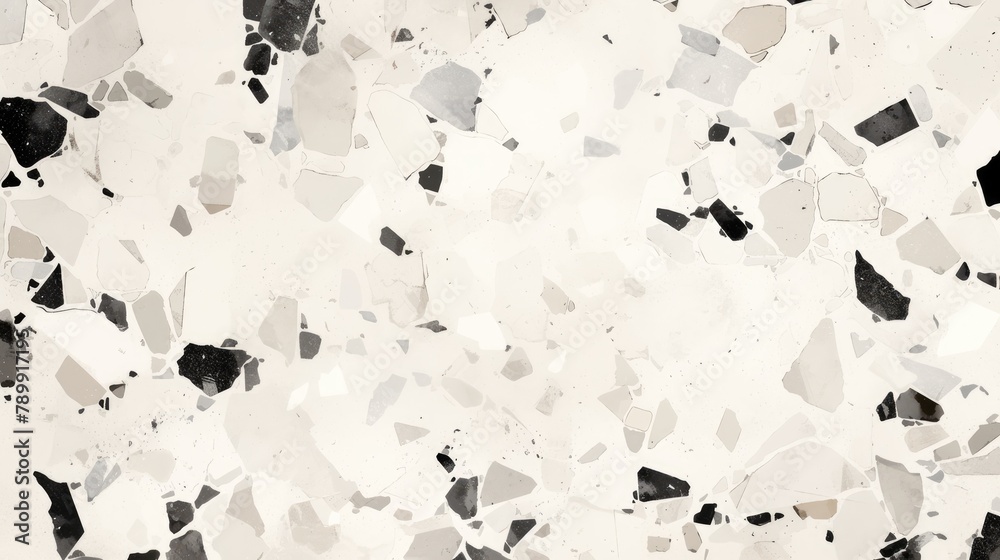 An eye catching geometric background featuring a abstract pattern of black shabby spots and blots against a crisp white backdrop This vibrant 2d illustration resembles a mosaic wit - obrazy, fototapety, plakaty 