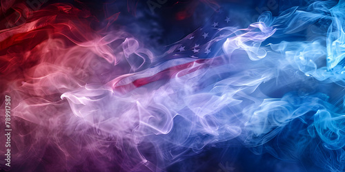 USA flag in flowing smoke background - Ai Generated