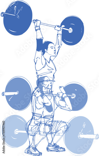 vector illustration of a woman lifting weights
