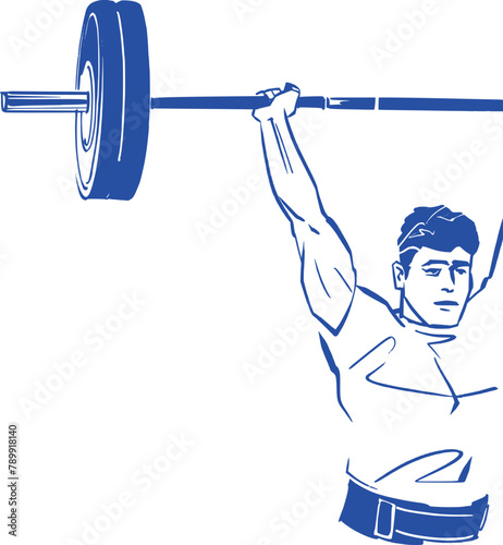 vector illustration of a hand with a barbell and weights