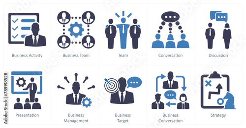 A set of 10 mix icons as business activity, business team, team