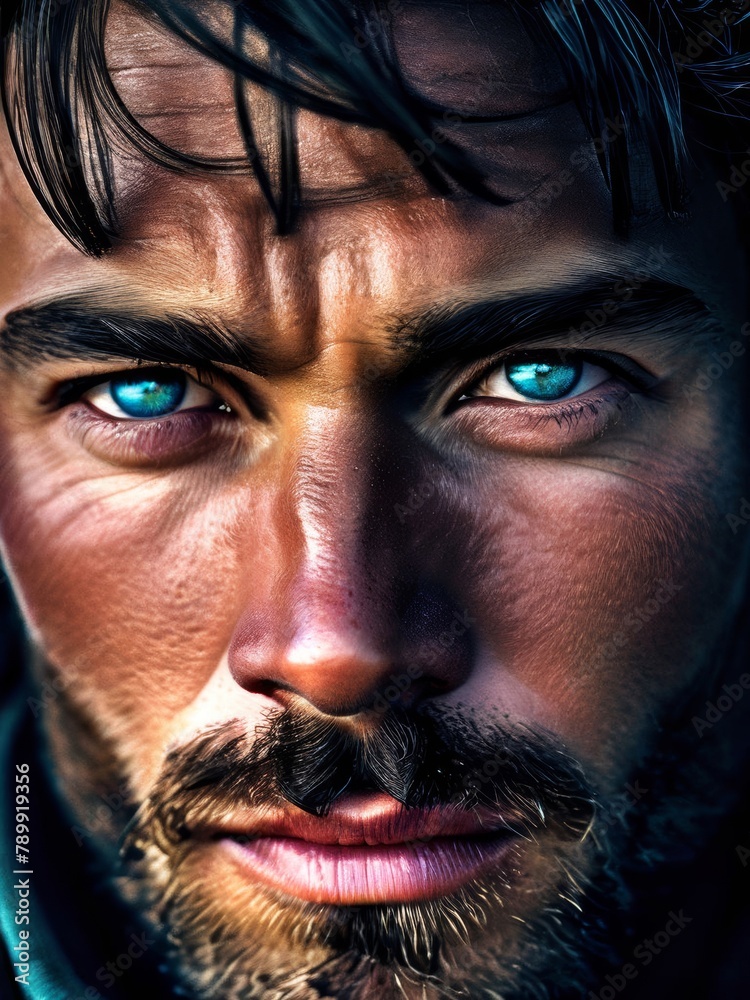 Obraz premium Portrait of rugged man with stubble.