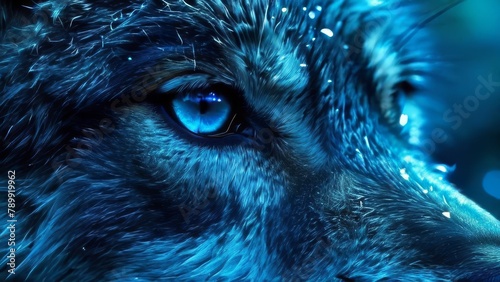Super bright close-up of blue wolf eye.