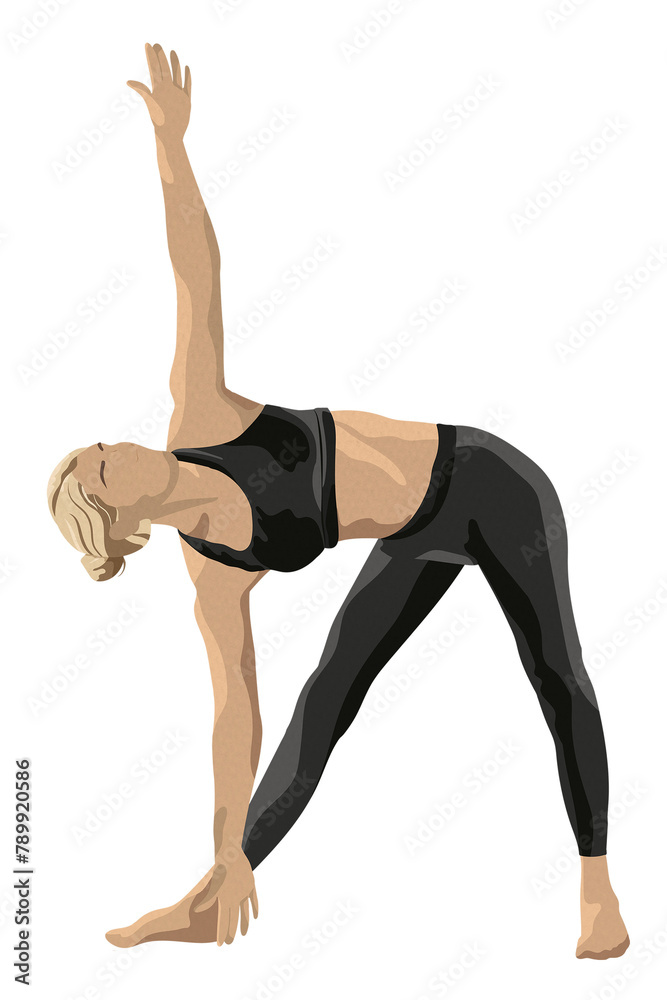 Yoga png triangle pose sticker in minimal style