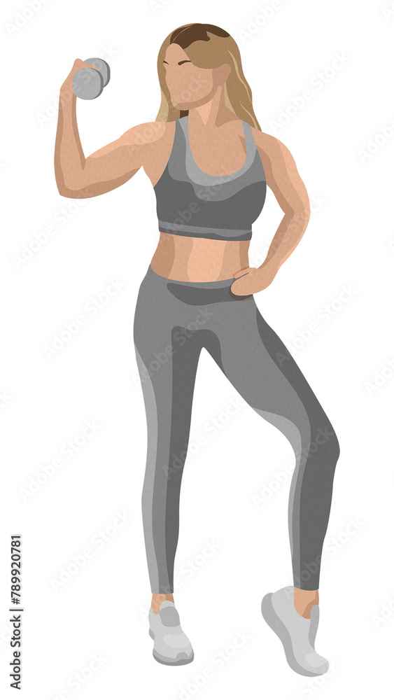 Weightlifting woman png sticker with dumbbell in minimal style Weightlifting woman png sticker with dumbbell in minimal style